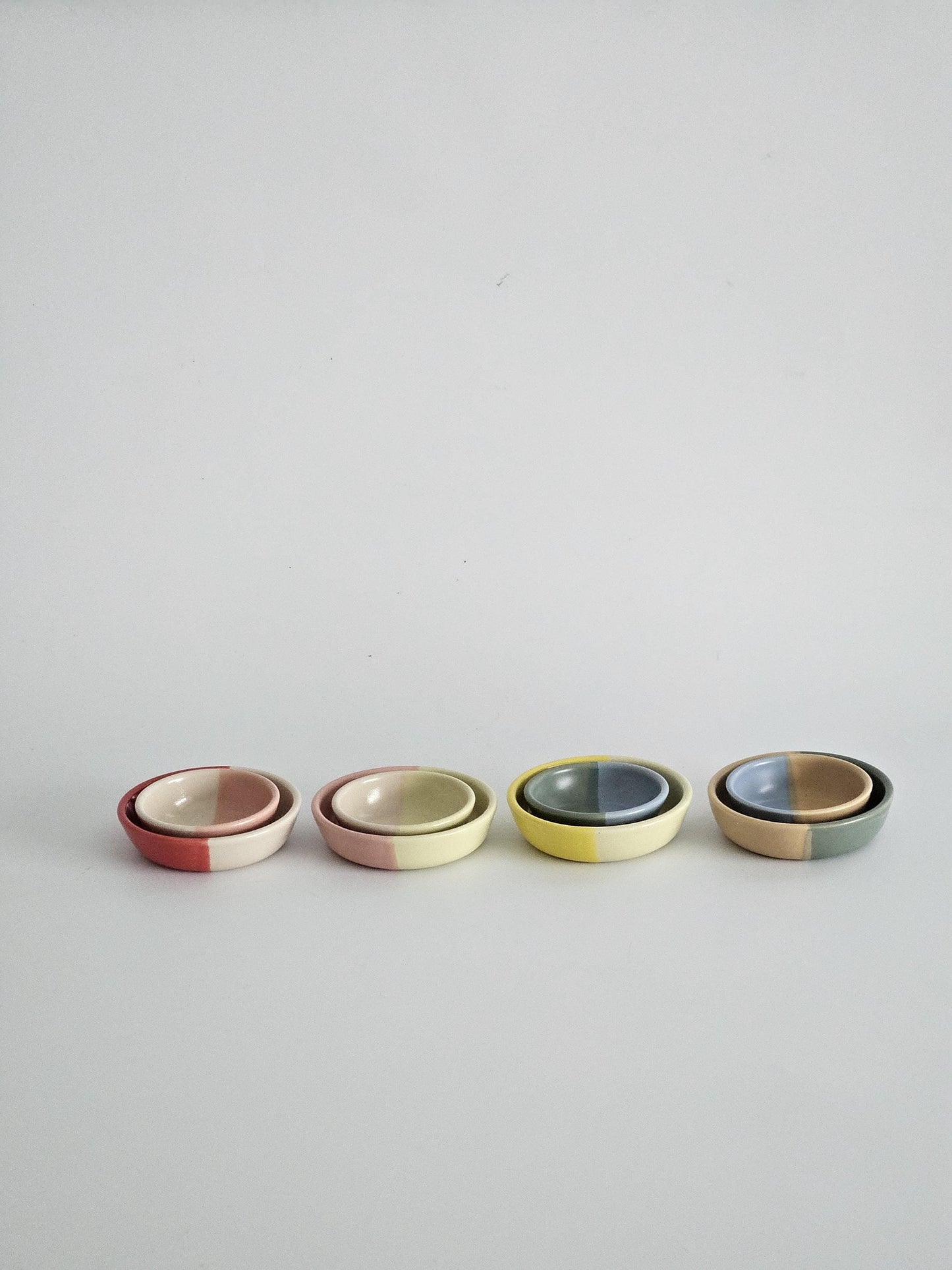 Half & Half Sauce Bowl • Handmade Colorful Ceramic • Wheel Thrown Pottery • Ring Dish