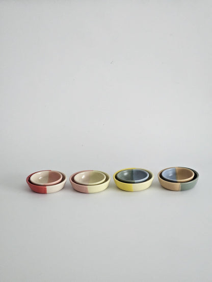 Half & Half Sauce Bowl • Handmade Colorful Ceramic • Wheel Thrown Pottery • Ring Dish