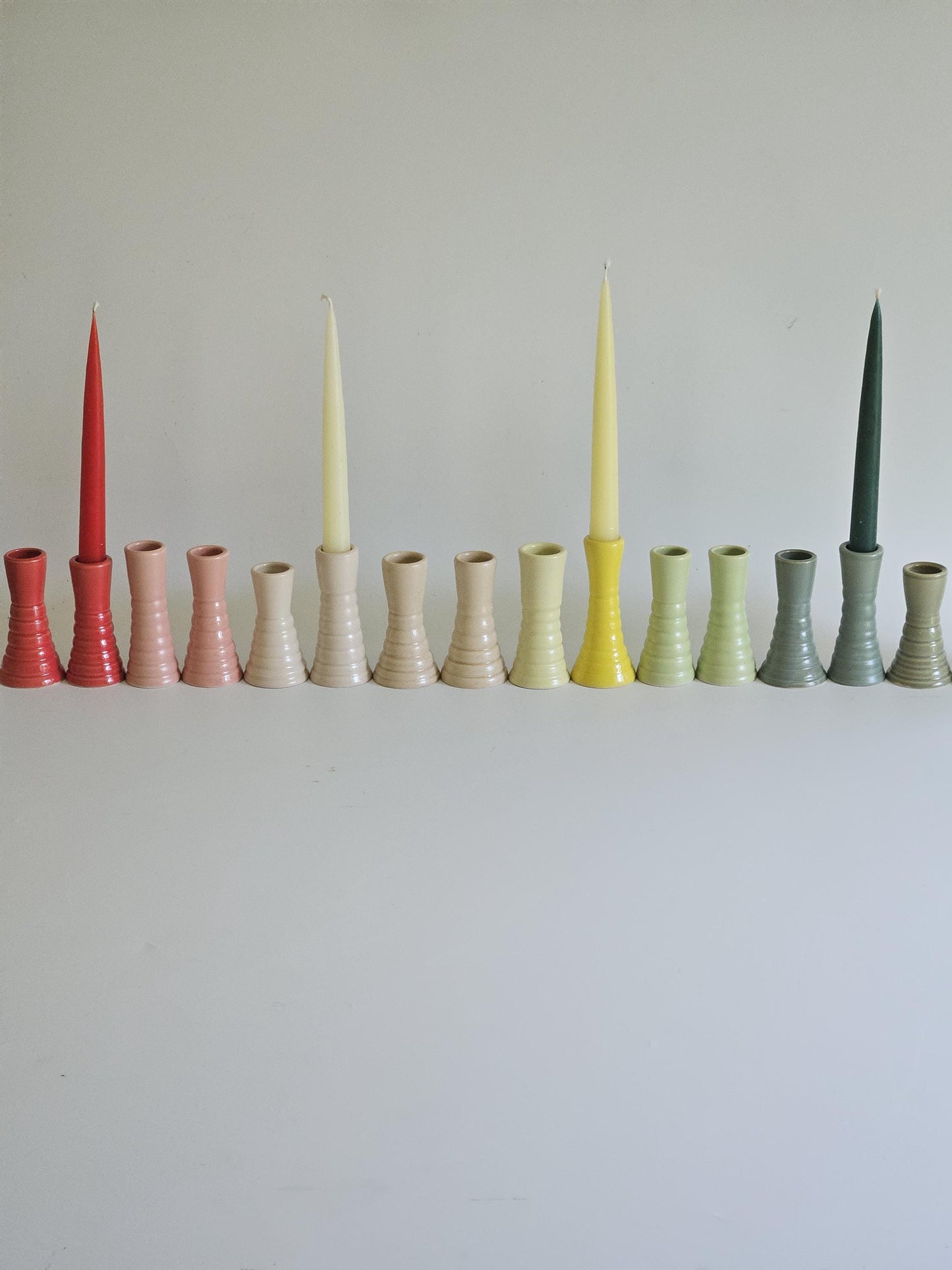 Handmade Wiggly Ceramic Candlestick • Colorful Taper Candle Holder