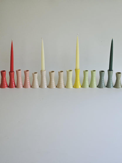 Handmade Wiggly Ceramic Candlestick • Colorful Taper Candle Holder