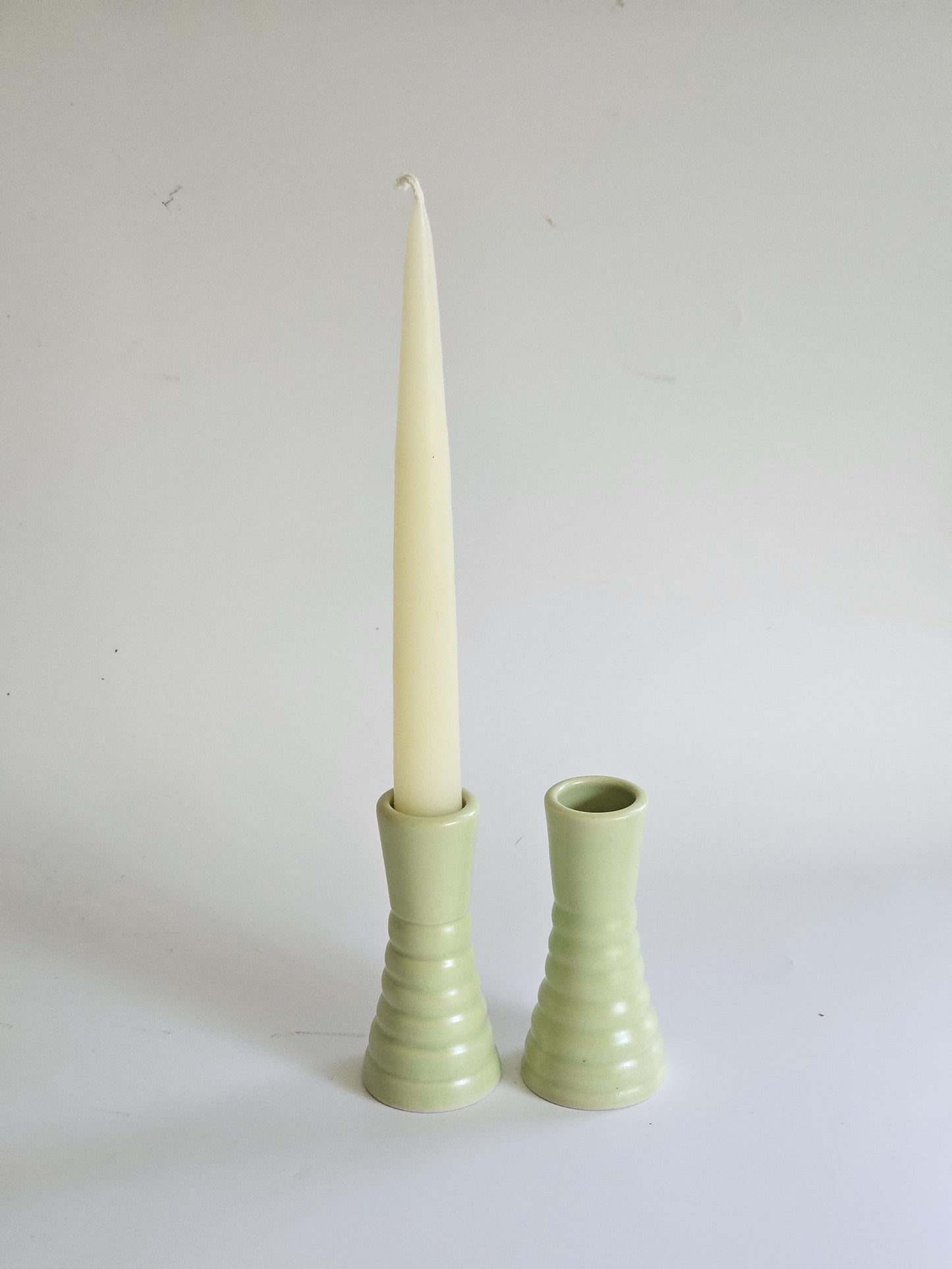 Handmade Wiggly Ceramic Candlestick • Colorful Taper Candle Holder