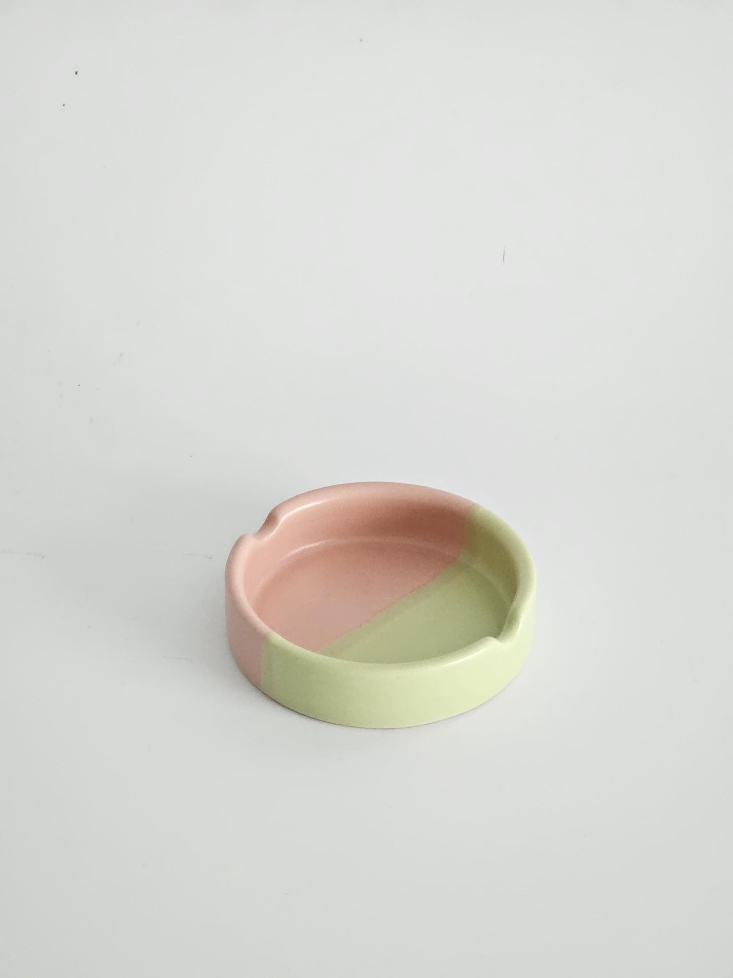 Handmade Color Block Ceramic Ashtray: Two-Tone Glaze (Ready to Ship)