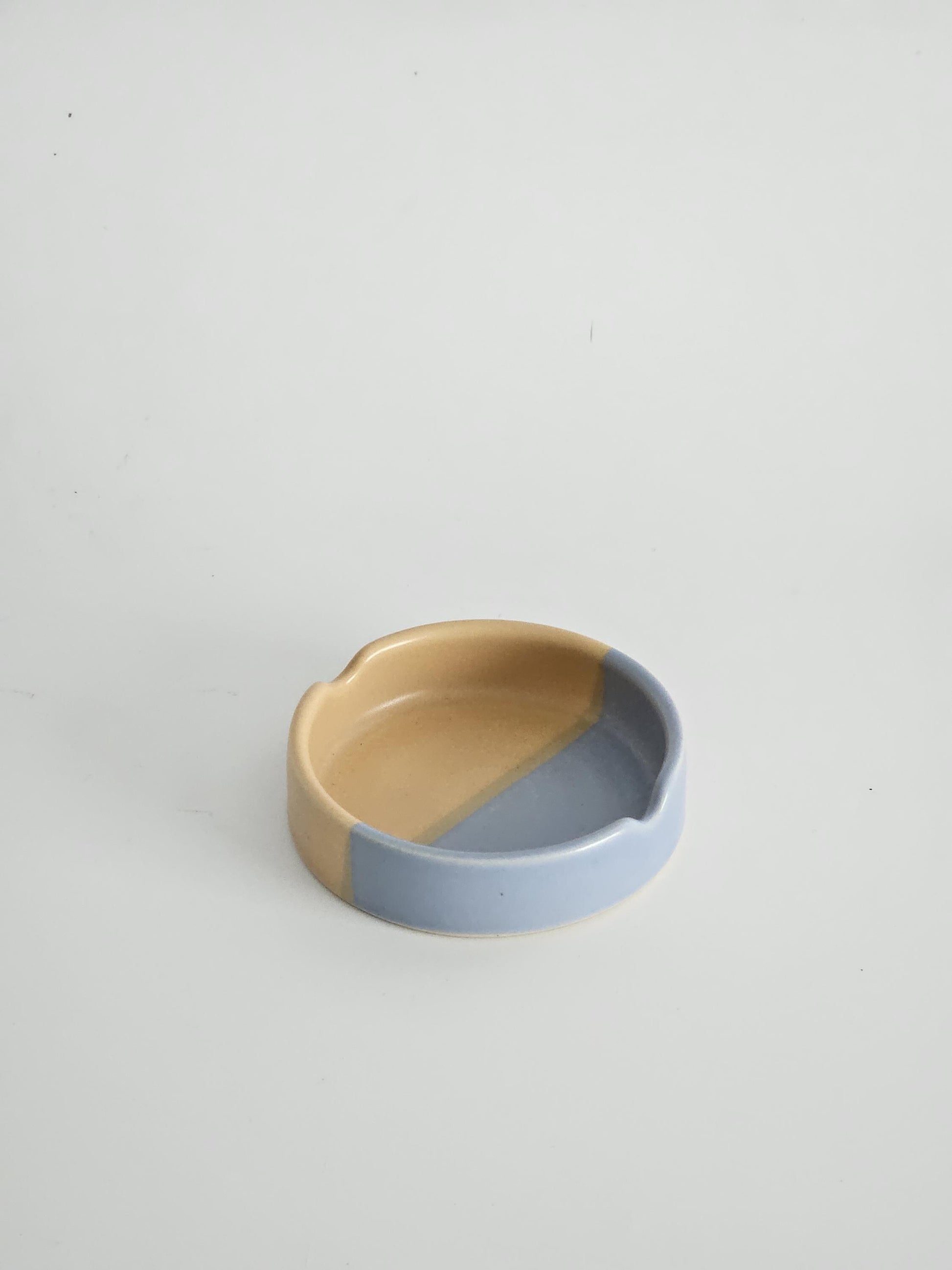 Handmade Color Block Ceramic Ashtray: Two-Tone Glaze (Ready to Ship)