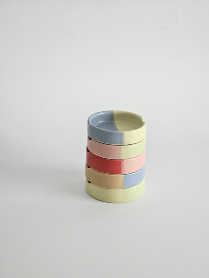 Handmade Color Block Ceramic Ashtray: Two-Tone Glaze (Ready to Ship)