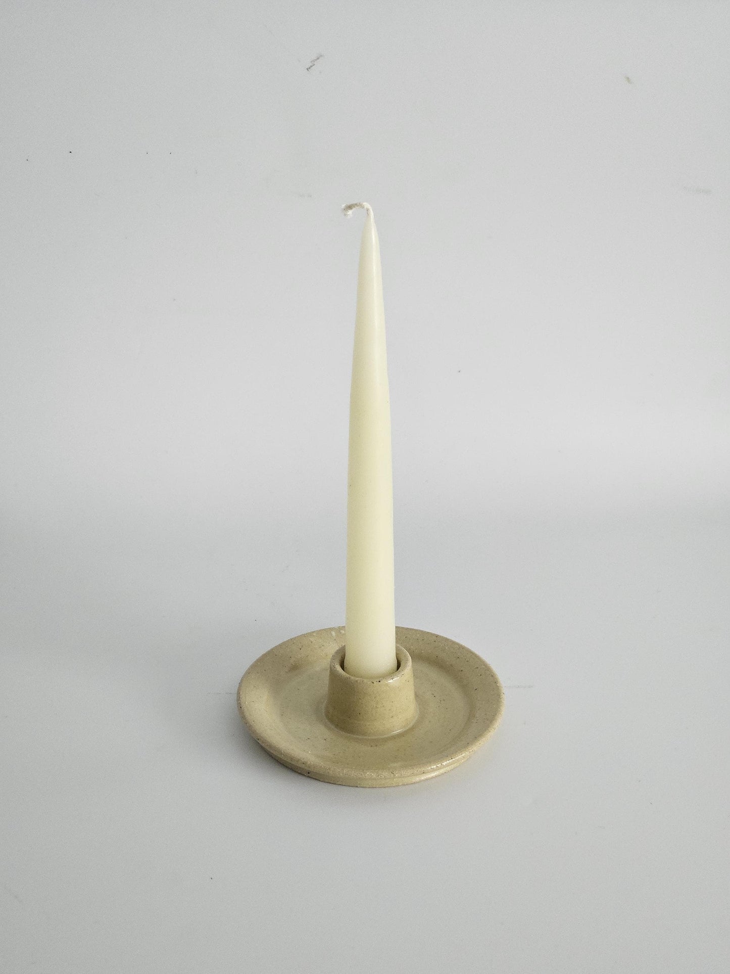 Handmade Ceramic Taper Candle Holder: Earthy Speckled Candlestick