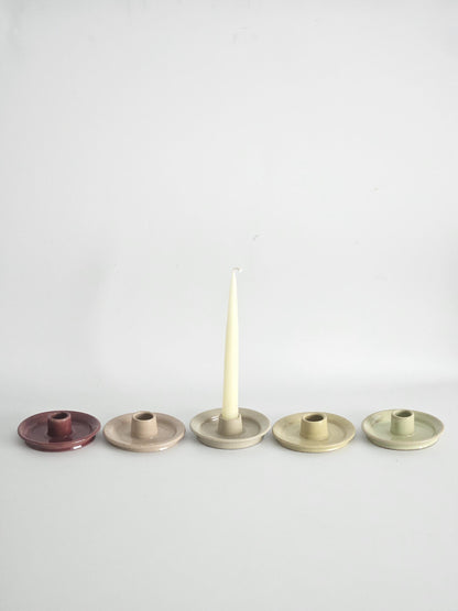 Handmade Ceramic Taper Candle Holder: Earthy Speckled Candlestick