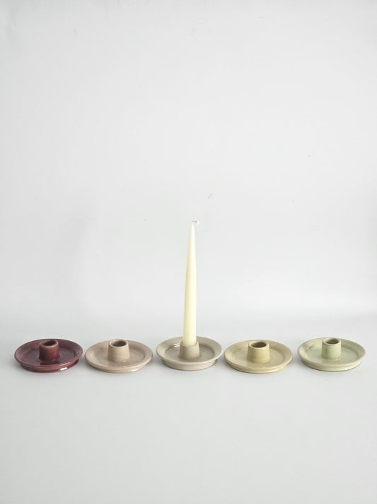 Handmade Ceramic Taper Candle Holder: Earthy Speckled Candlestick