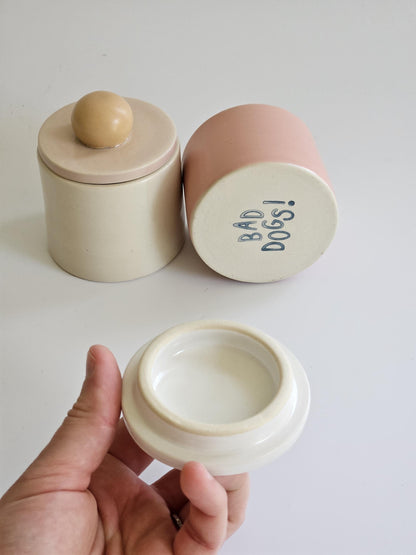 Candy Jar • Colorful Ceramic Wheel Thrown Jar • Handmade Color Block Pottery