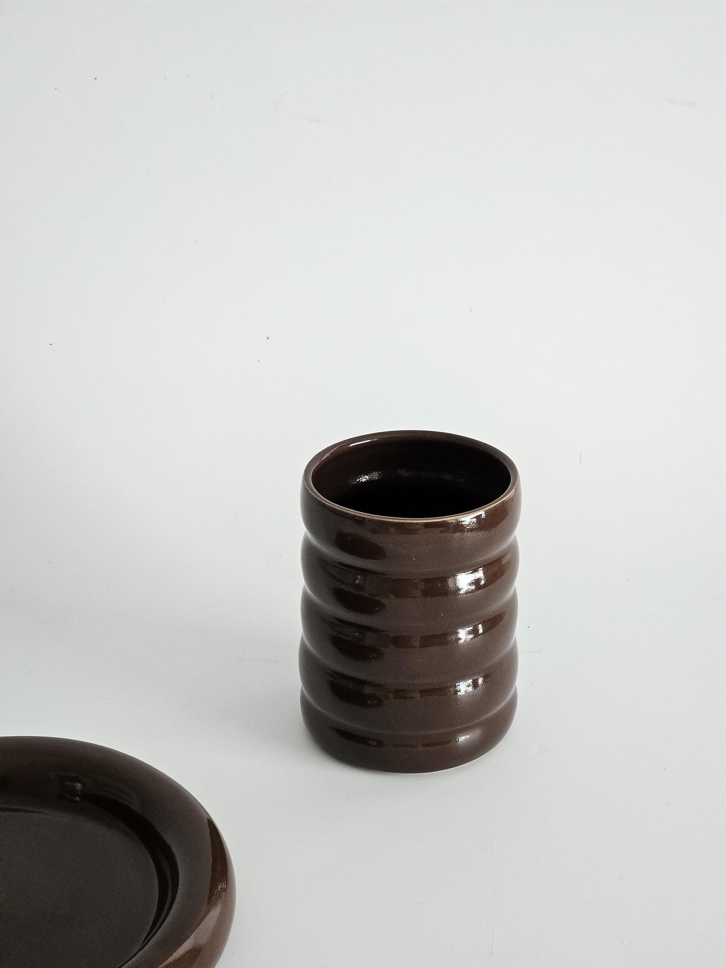 Tall Wiggly Tumbler in Espresso (Ready to Ship) • Chocolate Brown Handmade Colorful Ceramic • 20 Ounce Wobble Cup • Bubble Cup