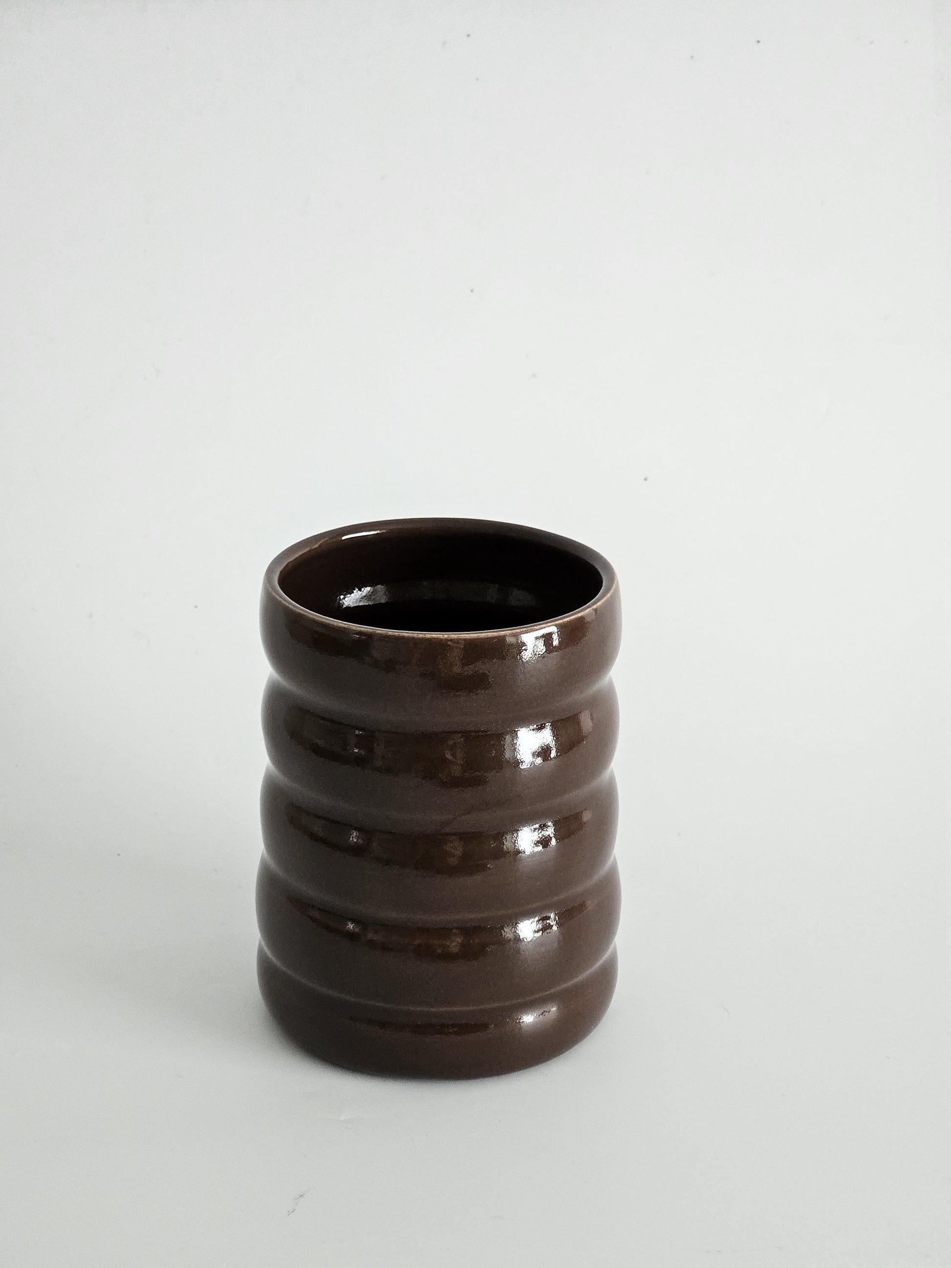 Tall Wiggly Tumbler in Espresso (Ready to Ship) • Chocolate Brown Handmade Colorful Ceramic • 20 Ounce Wobble Cup • Bubble Cup