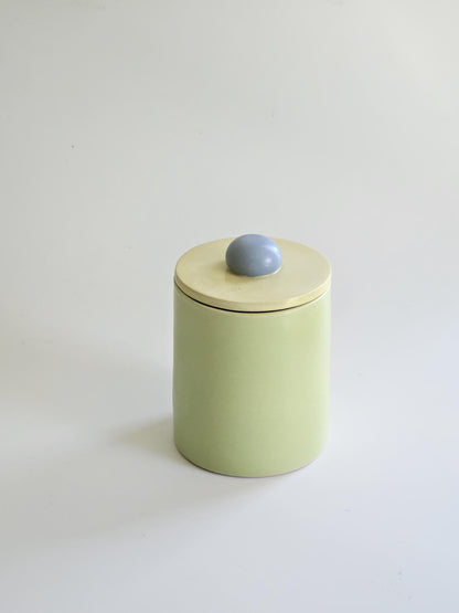 Candy Jar • Colorful Ceramic Wheel Thrown Jar • Handmade Color Block Pottery
