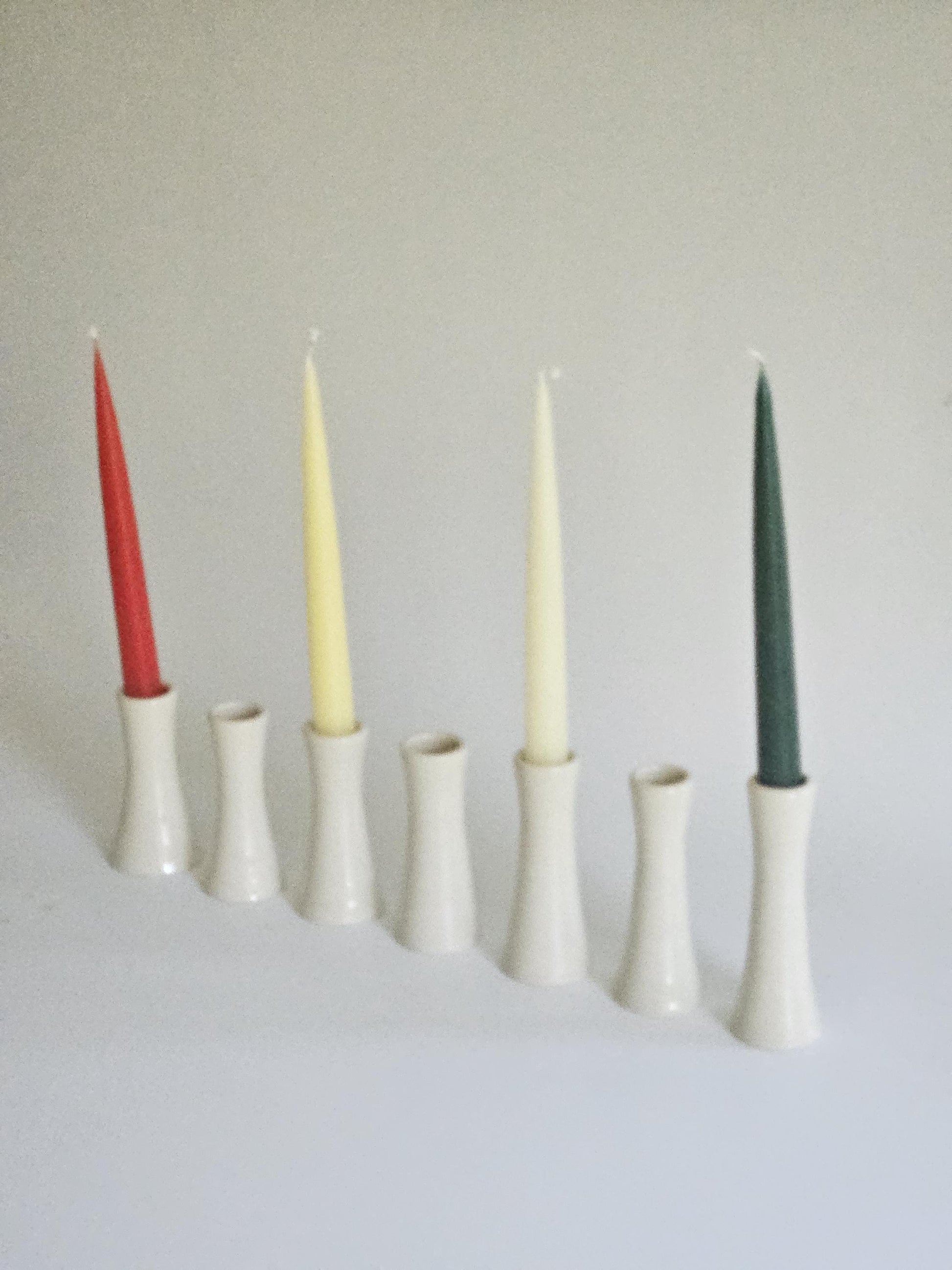 Handmade Wheel Thrown Candlestick • Gloss White Taper Candle Holder