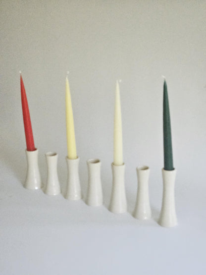 Handmade Wheel Thrown Candlestick • Gloss White Taper Candle Holder