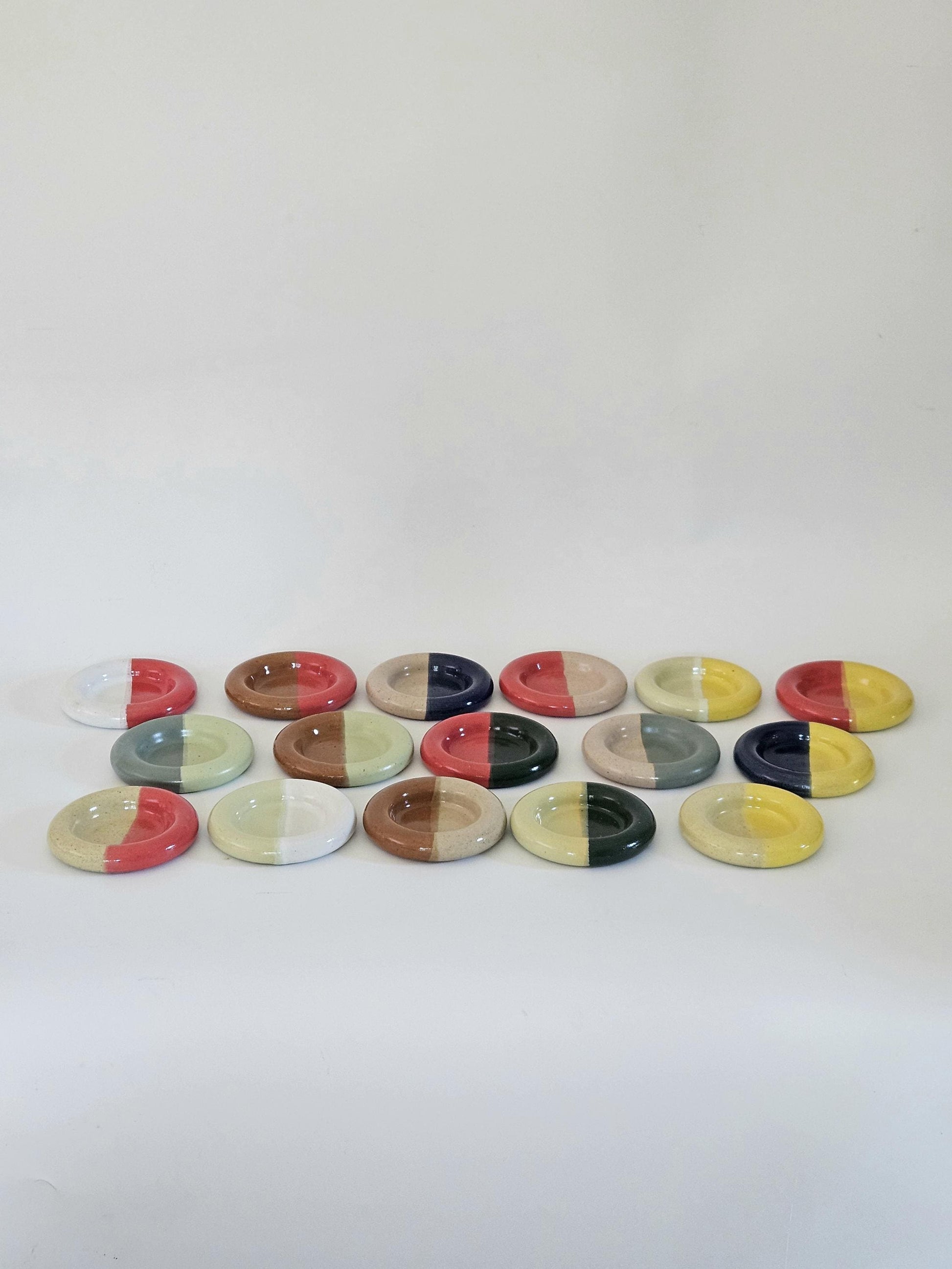 Ceramic Donut Ring Dish • Half & Half Trinket Plate, Speckled Pottery
