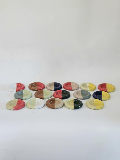 Ceramic Donut Ring Dish • Half & Half Trinket Plate, Speckled Pottery