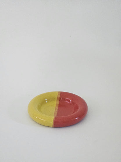 Ceramic Donut Ring Dish • Half & Half Trinket Plate, Speckled Pottery