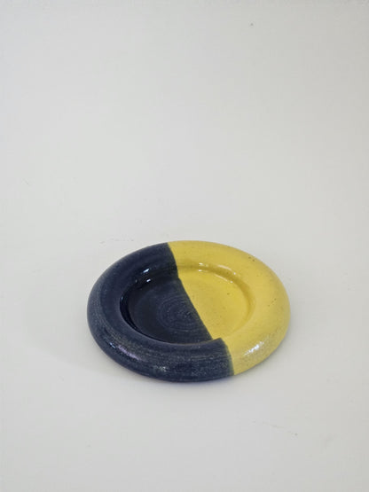 Ceramic Donut Ring Dish • Half & Half Trinket Plate, Speckled Pottery