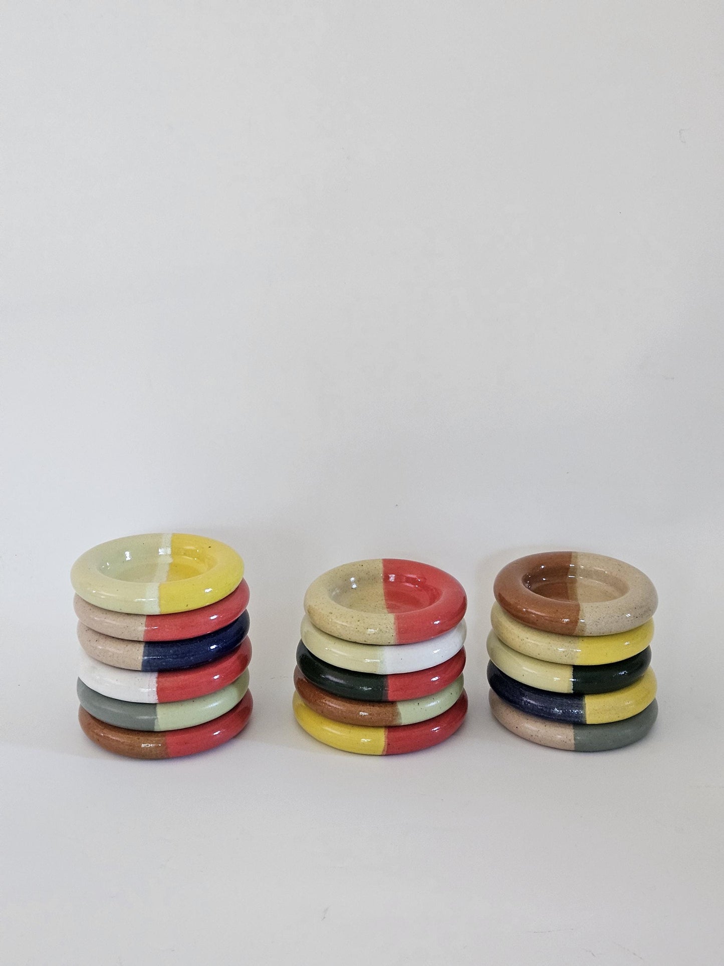 Ceramic Donut Ring Dish • Half & Half Trinket Plate, Speckled Pottery