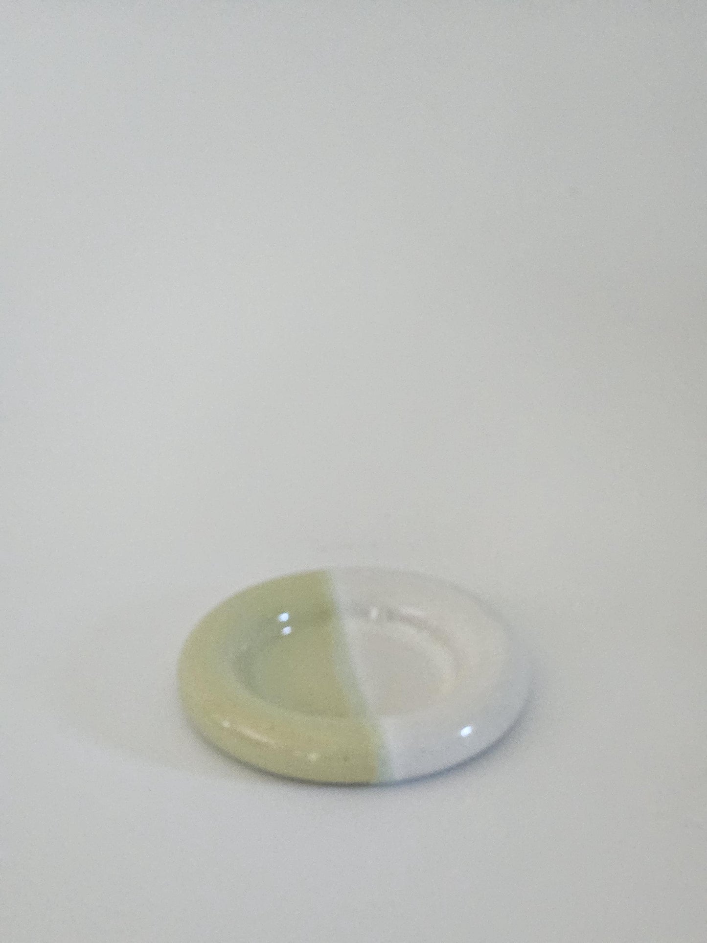 Ceramic Donut Ring Dish • Half & Half Trinket Plate, Speckled Pottery