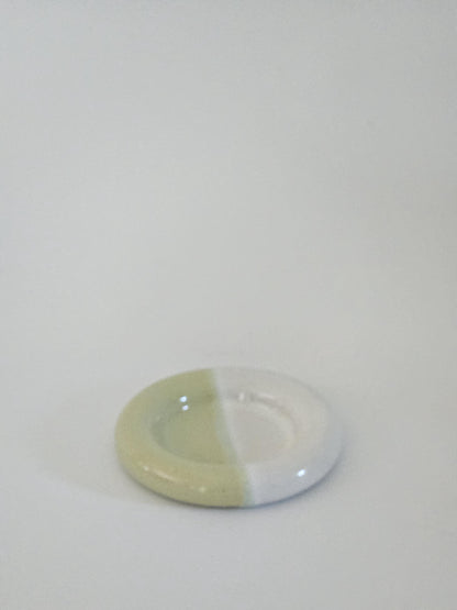 Ceramic Donut Ring Dish • Half & Half Trinket Plate, Speckled Pottery