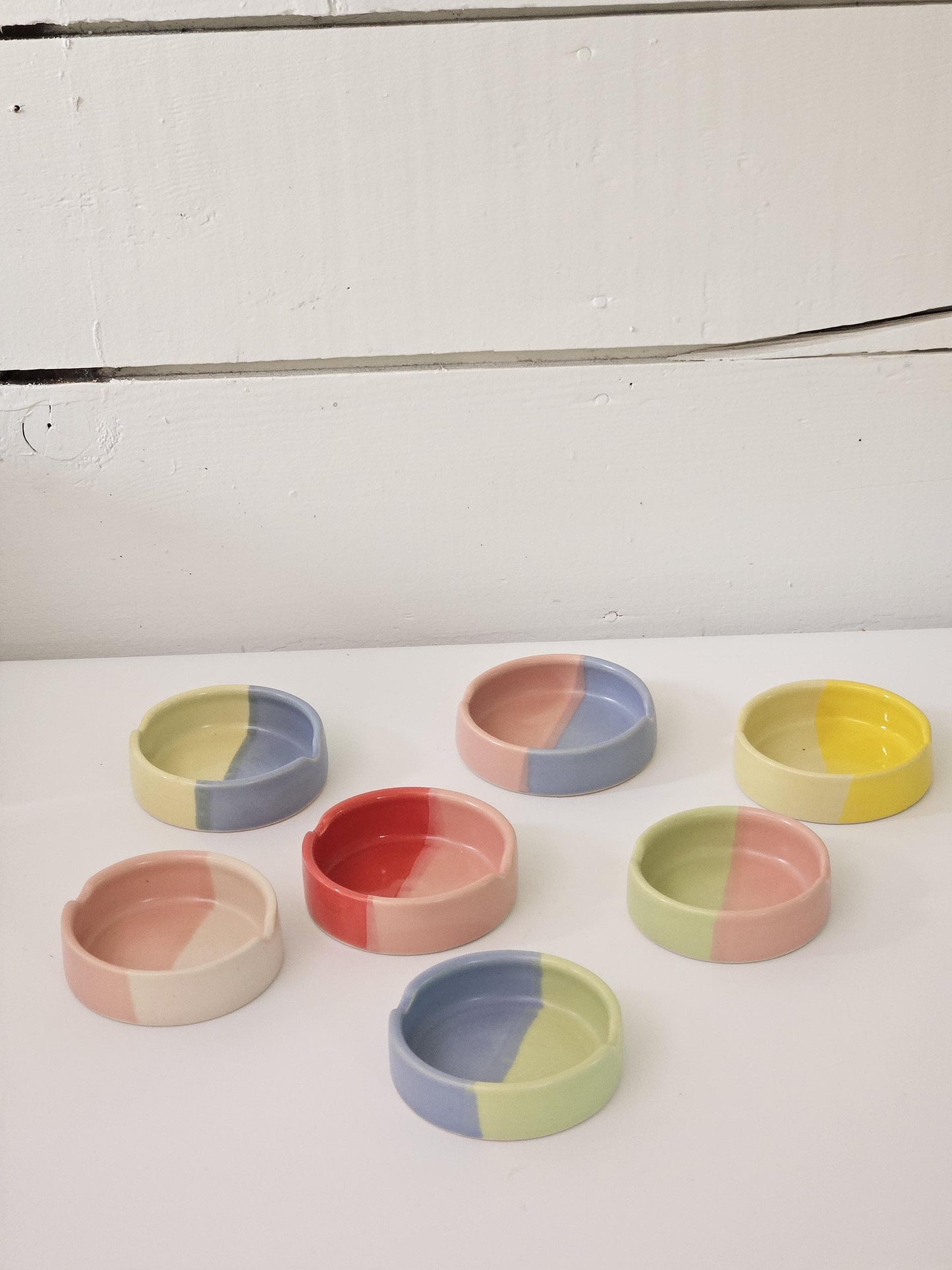 Handmade Ceramic Ashtray: Two-Tone Color Block Glaze