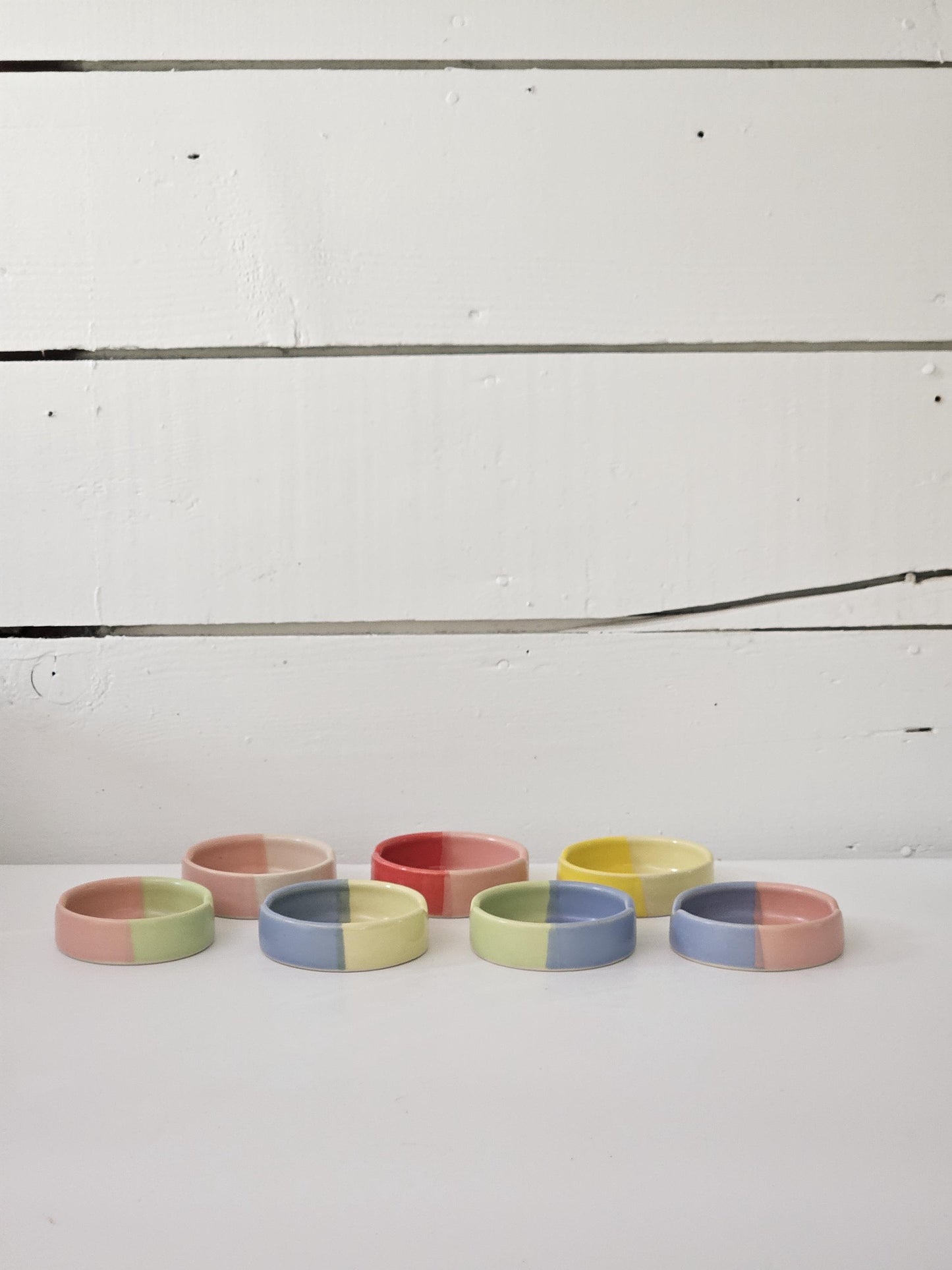 Handmade Ceramic Ashtray: Two-Tone Color Block Glaze