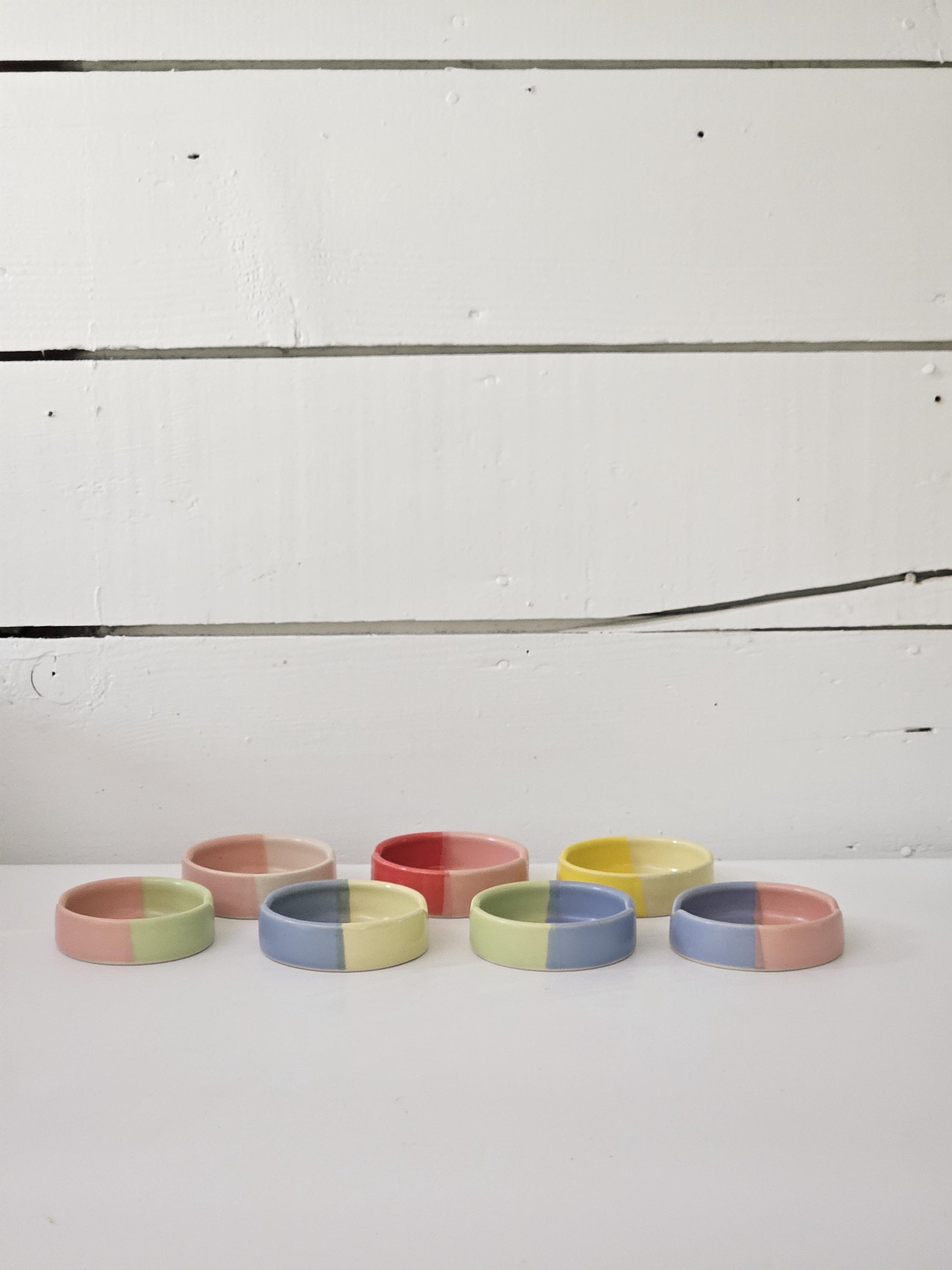 Handmade Ceramic Ashtray: Two-Tone Color Block Glaze