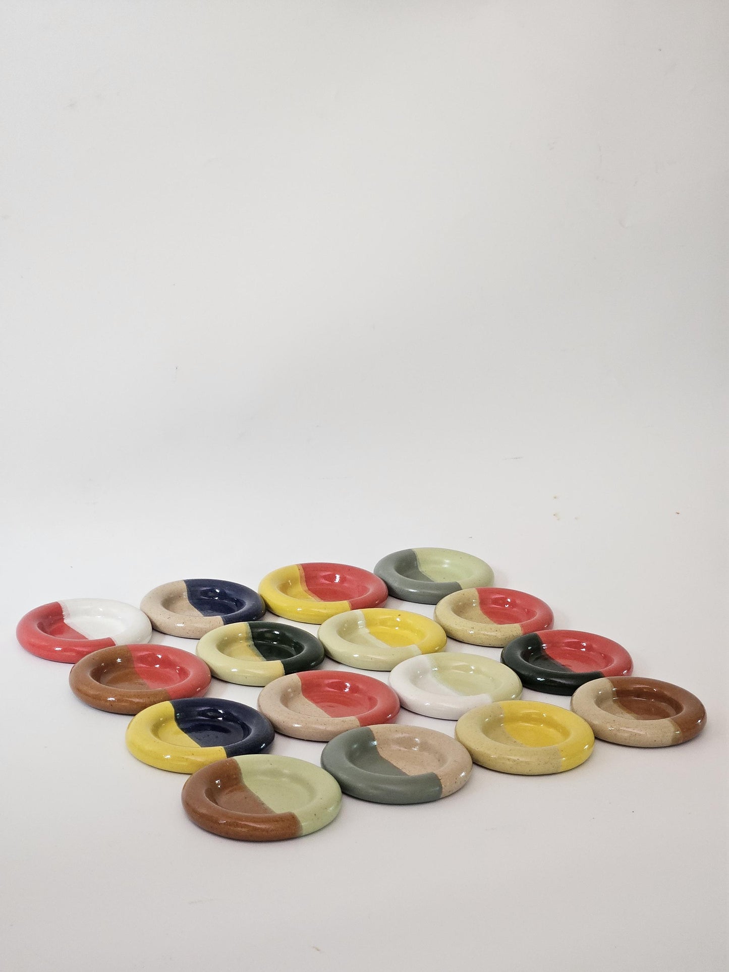 Ceramic Donut Ring Dish • Half & Half Trinket Plate, Speckled Pottery