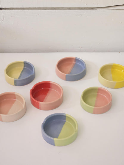 Handmade Ceramic Ashtray: Two-Tone Color Block Glaze