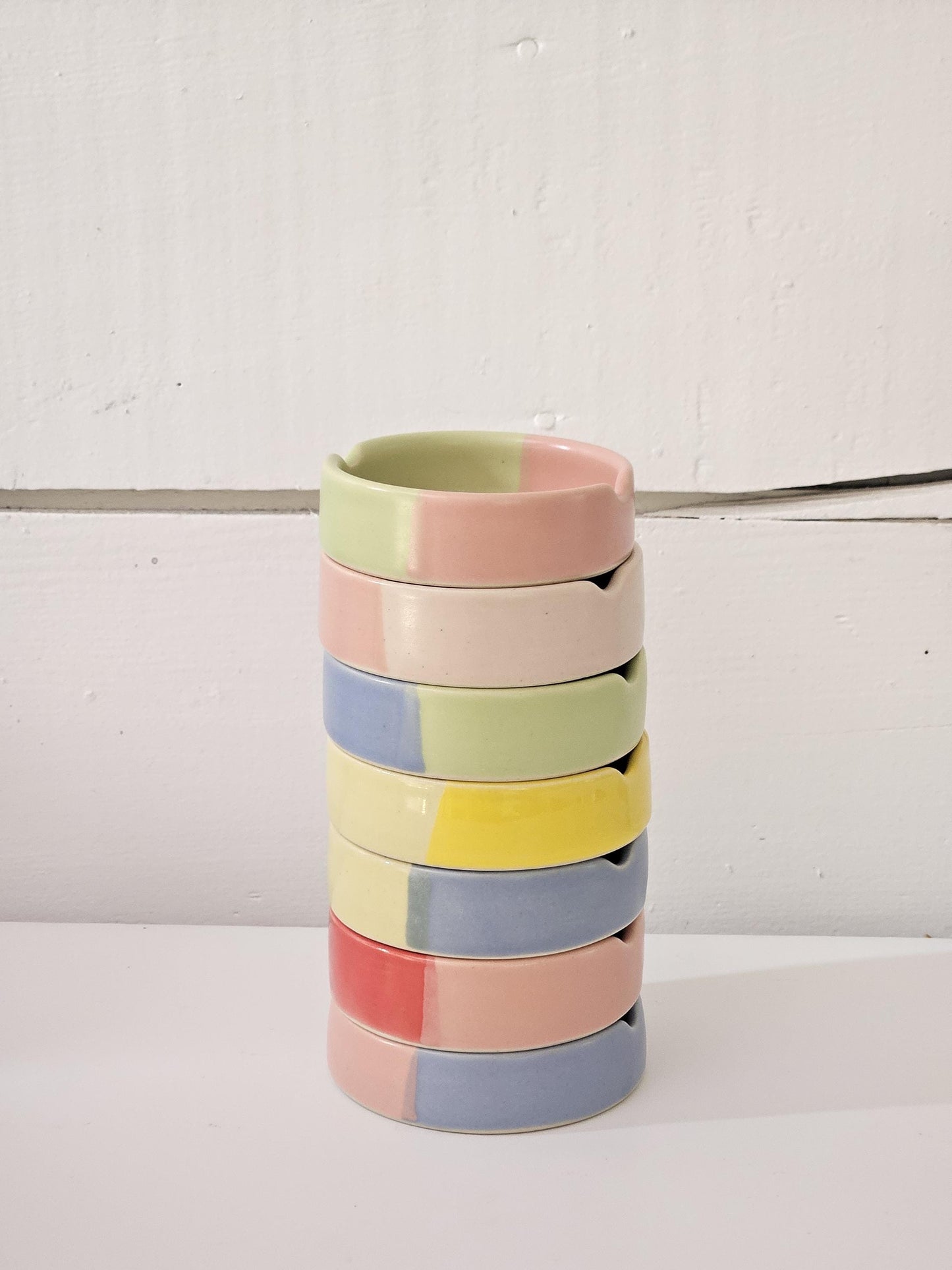 Handmade Ceramic Ashtray: Two-Tone Color Block Glaze