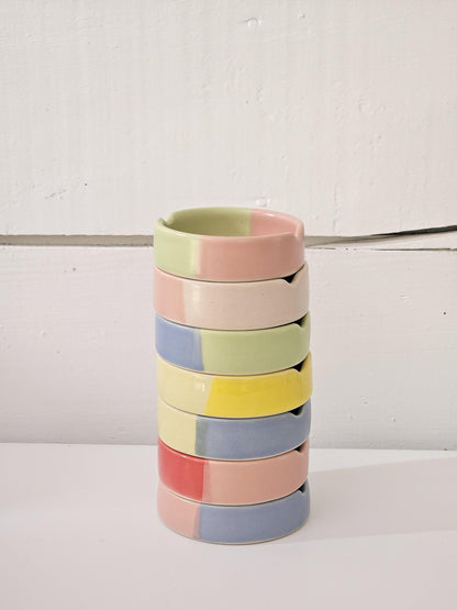 Handmade Ceramic Ashtray: Two-Tone Color Block Glaze
