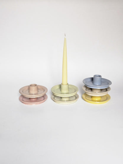 Handmade Ceramic Taper Candle Holder: Earthy Speckled Candlestick