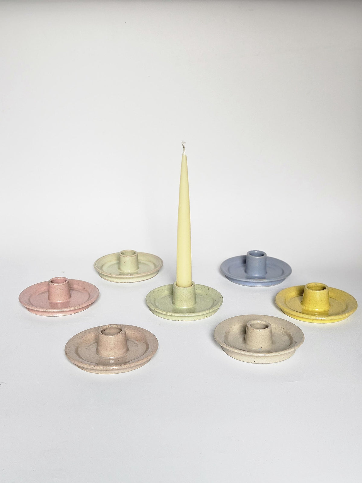 Handmade Ceramic Taper Candle Holder: Earthy Speckled Candlestick