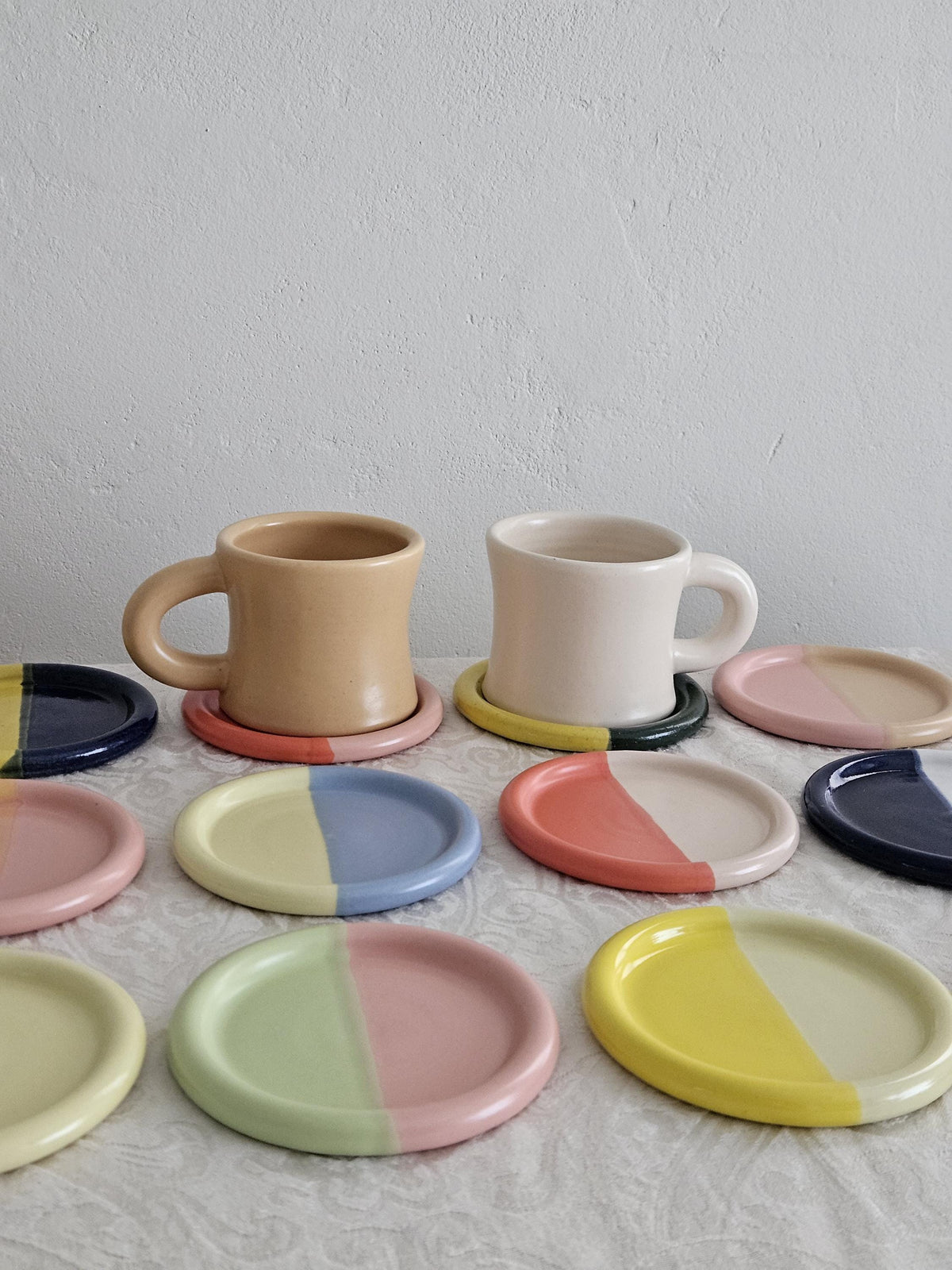 Handmade Ceramic Color Block Coaster: Wheel Thrown Pottery