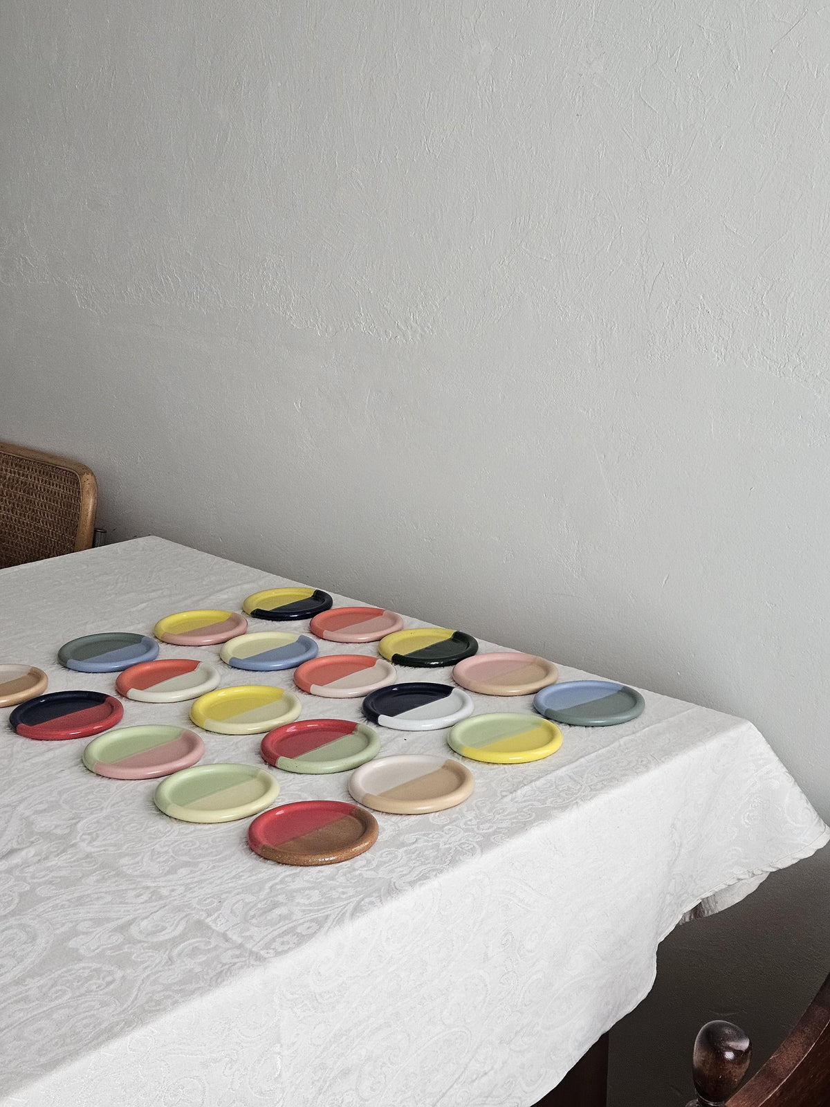 Handmade Ceramic Color Block Coaster: Wheel Thrown Pottery