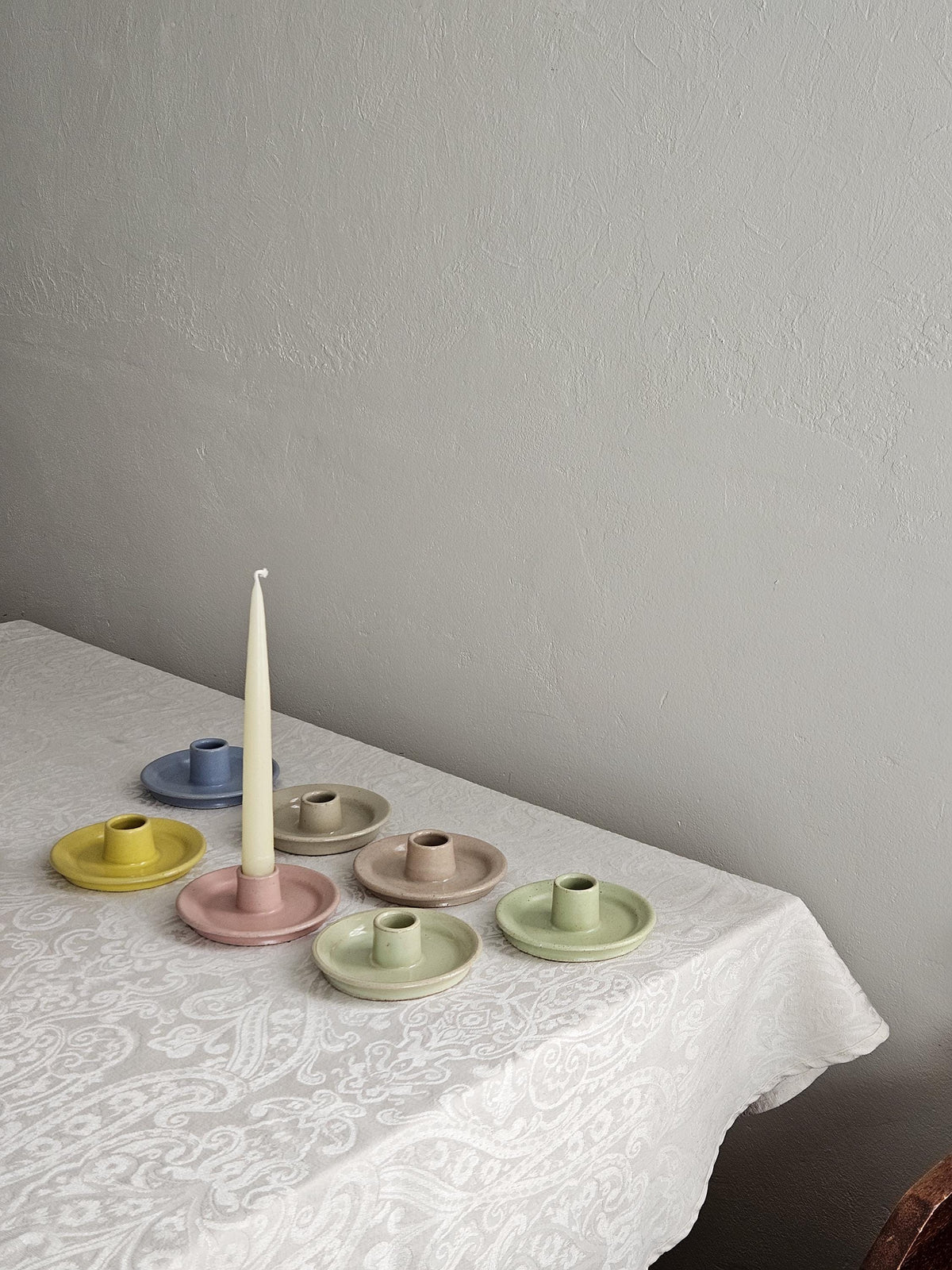 Handmade Ceramic Taper Candle Holder: Earthy Speckled Candlestick