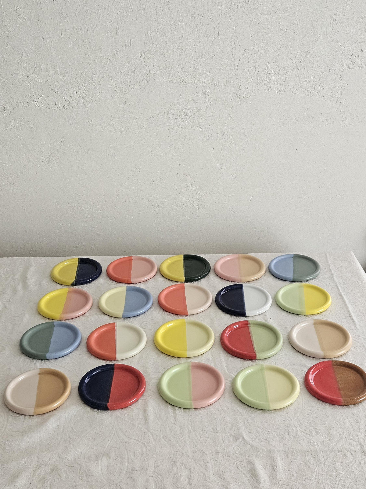 Handmade Ceramic Color Block Coaster: Wheel Thrown Pottery