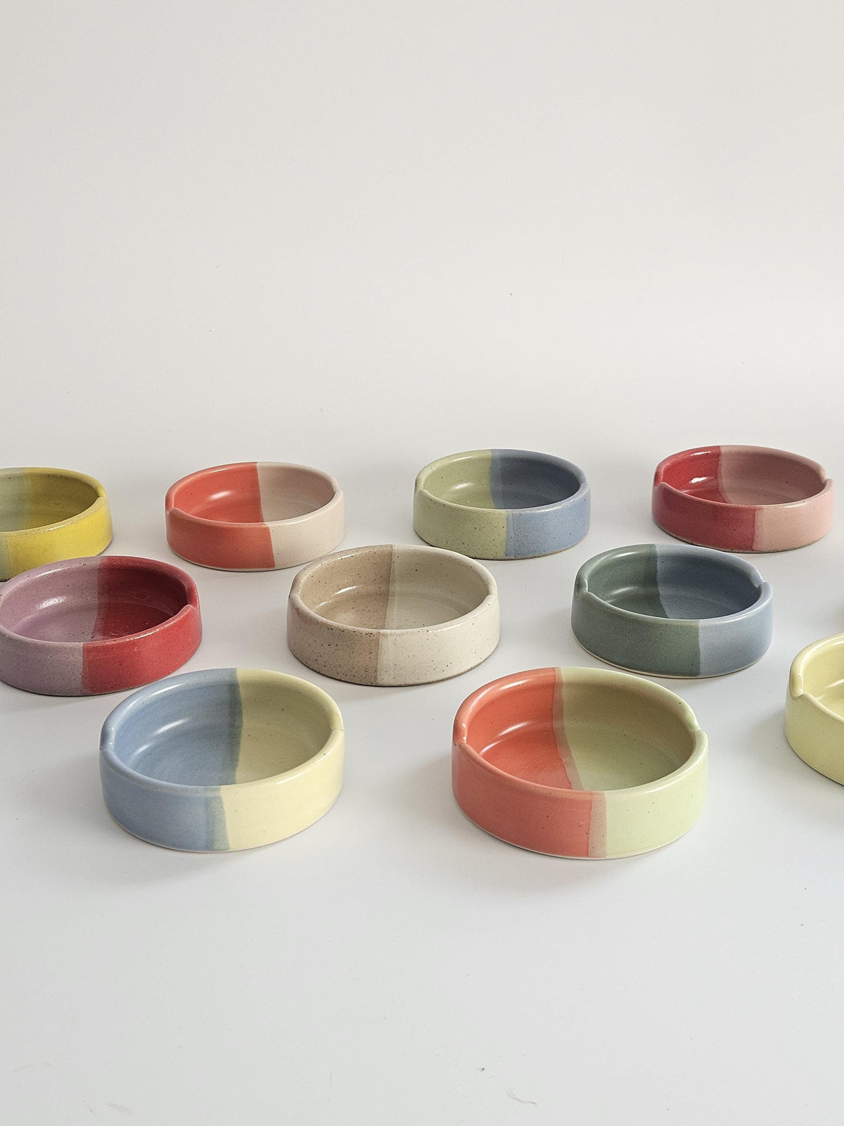 Handmade Ceramic Ashtray: Two-Tone Color Block Glaze