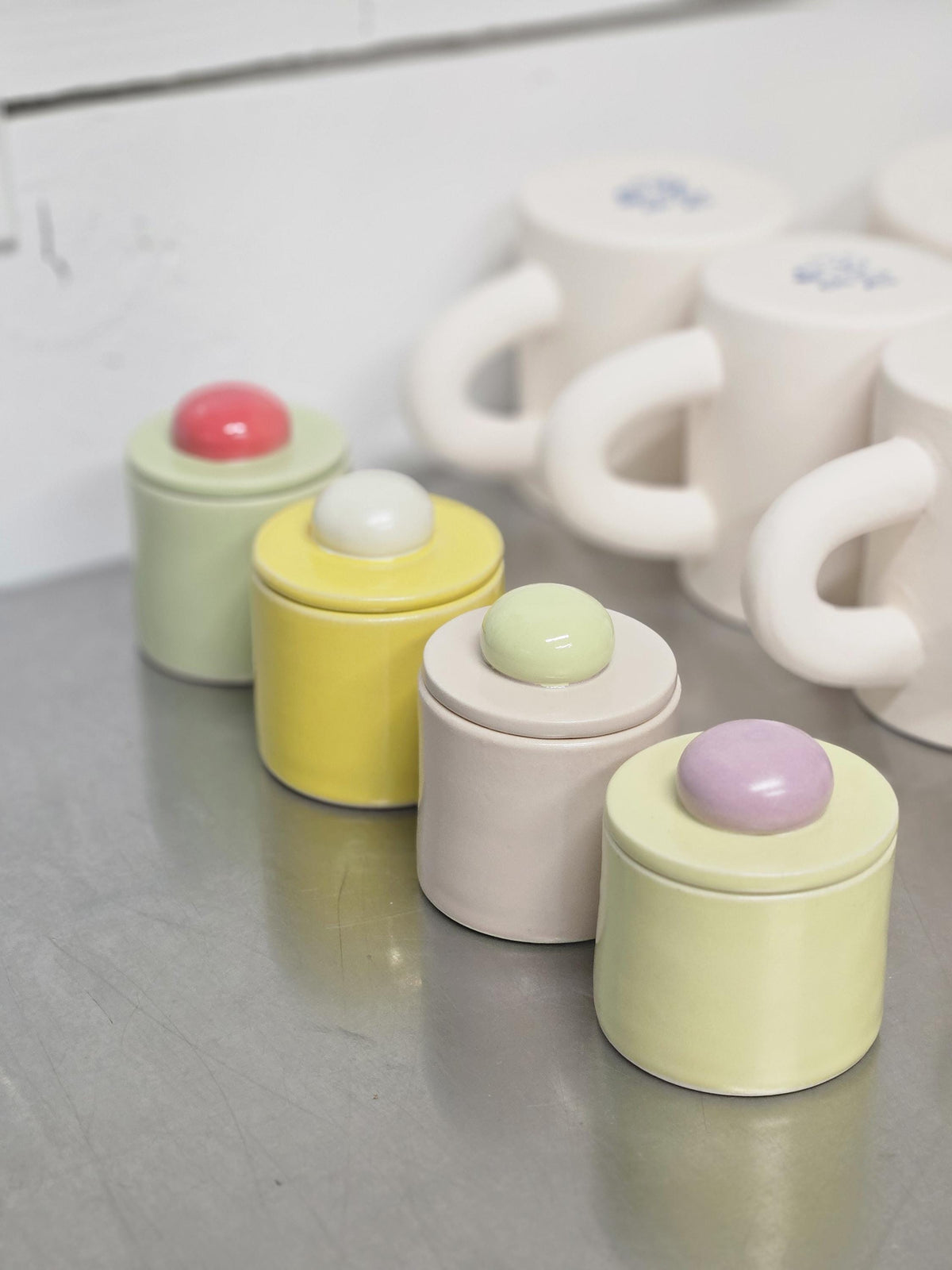 Baby Jar • Colorful Ceramic Bitty Jar • Handmade Color Block Pottery
