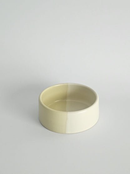 Two-Tone Ceramic Pet Bowl: Handmade Color Block Cat/Dog Dish (Ready to Ship)
