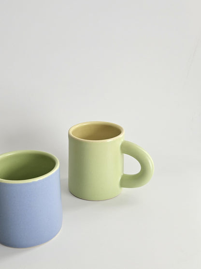 Two-Toned Ceramic Coffee Mug, Handmade Pottery, Color Block Design