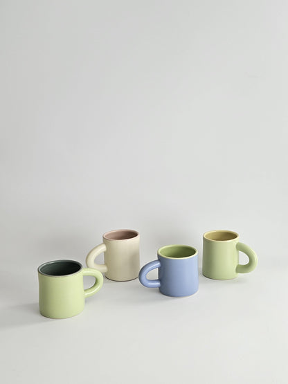 Two-Toned Ceramic Coffee Mug, Handmade Pottery, Color Block Design