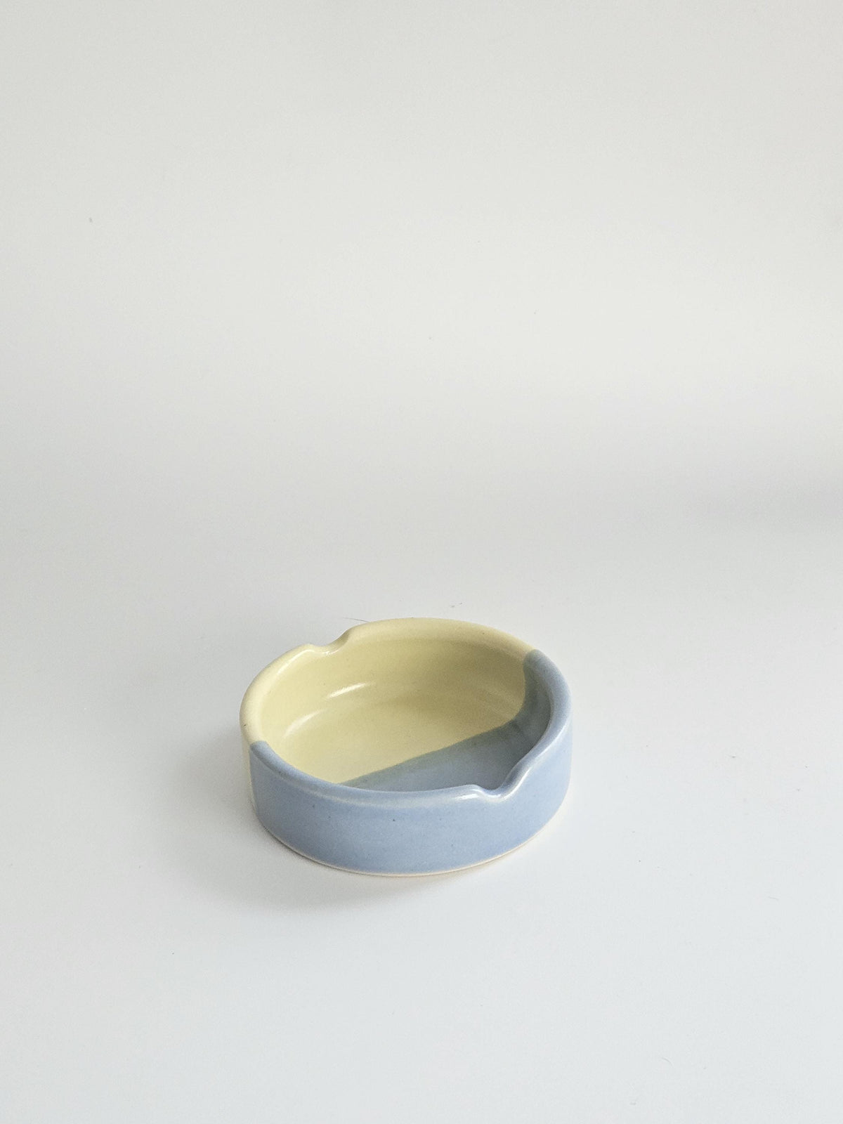 Handmade Ceramic Ashtray: Two-Tone Color Block Glaze