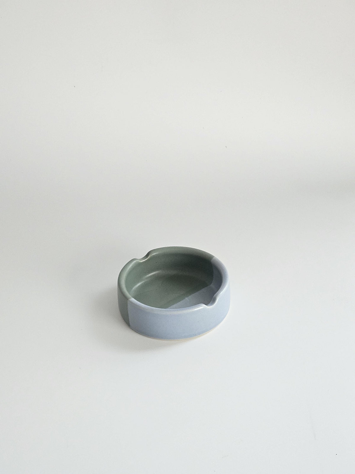 Handmade Ceramic Ashtray: Two-Tone Color Block Glaze