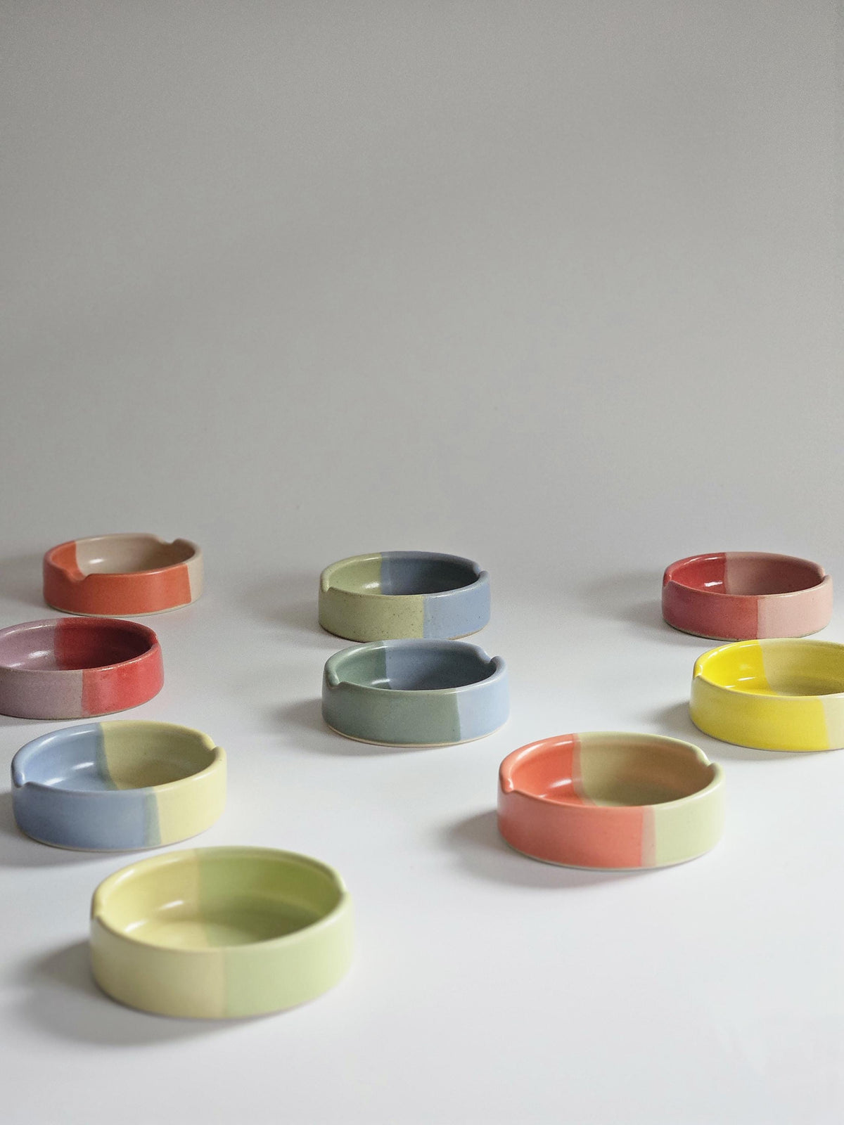 Handmade Ceramic Ashtray: Two-Tone Color Block Glaze