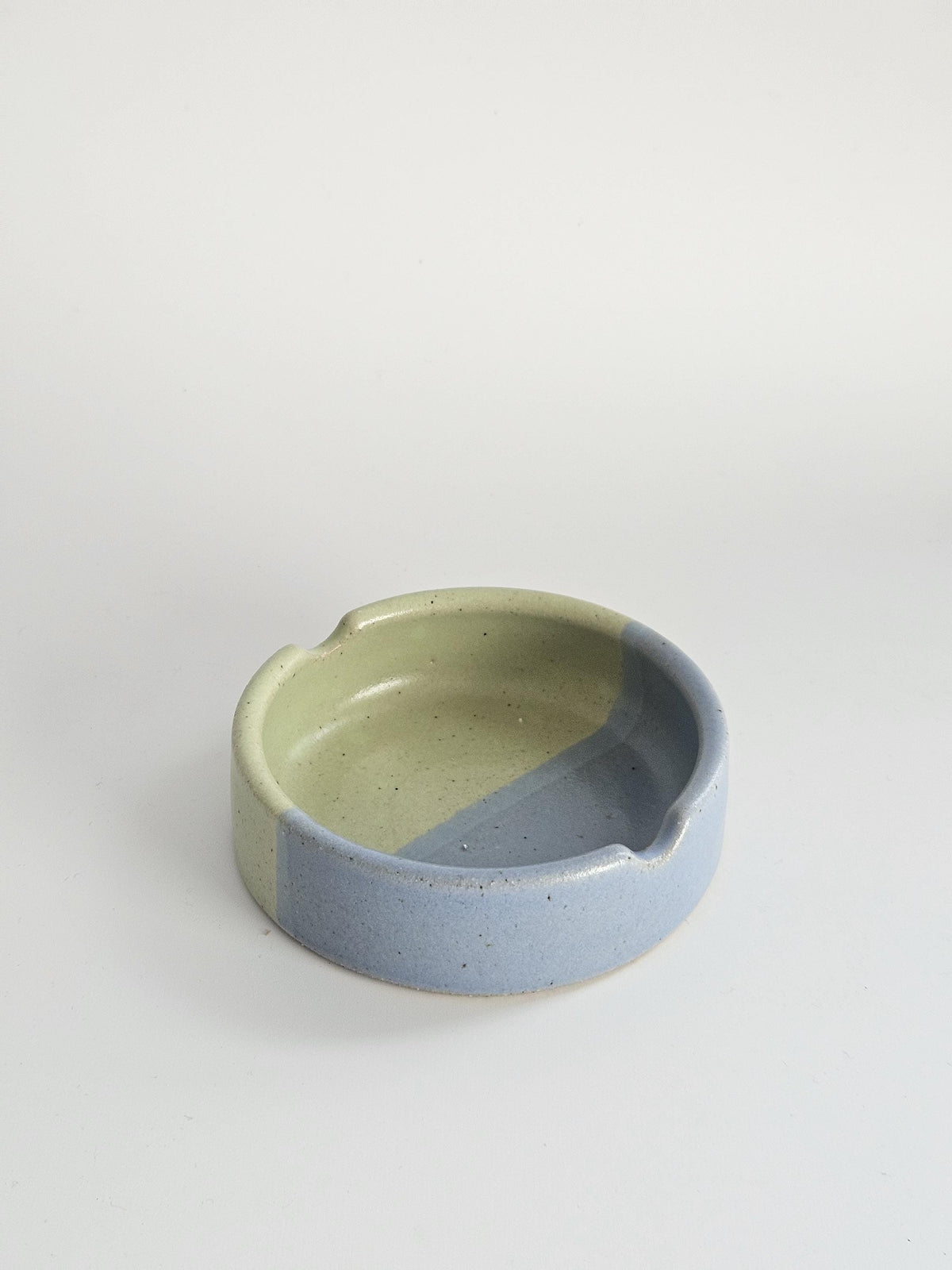 Handmade Ceramic Ashtray: Two-Tone Color Block Glaze