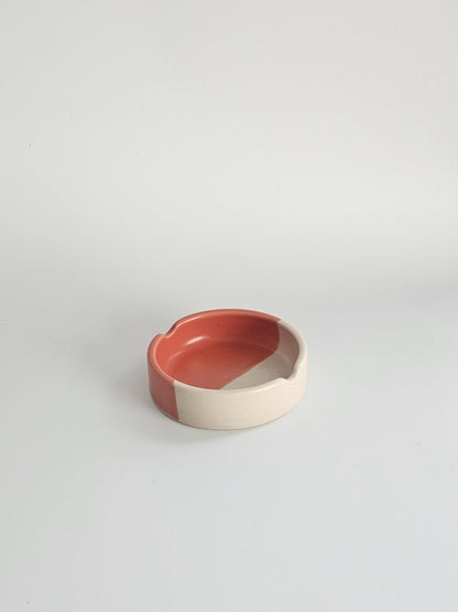 Handmade Ceramic Ashtray: Two-Tone Color Block Glaze