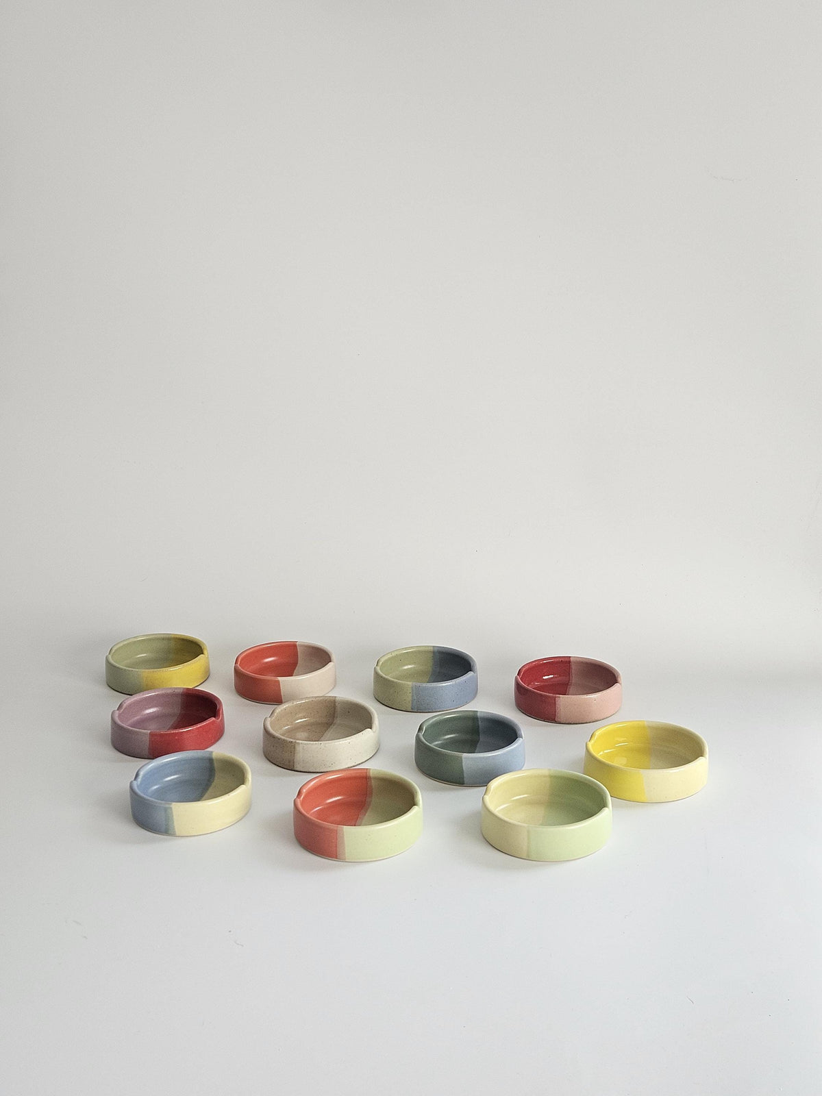 Handmade Ceramic Ashtray: Two-Tone Color Block Glaze