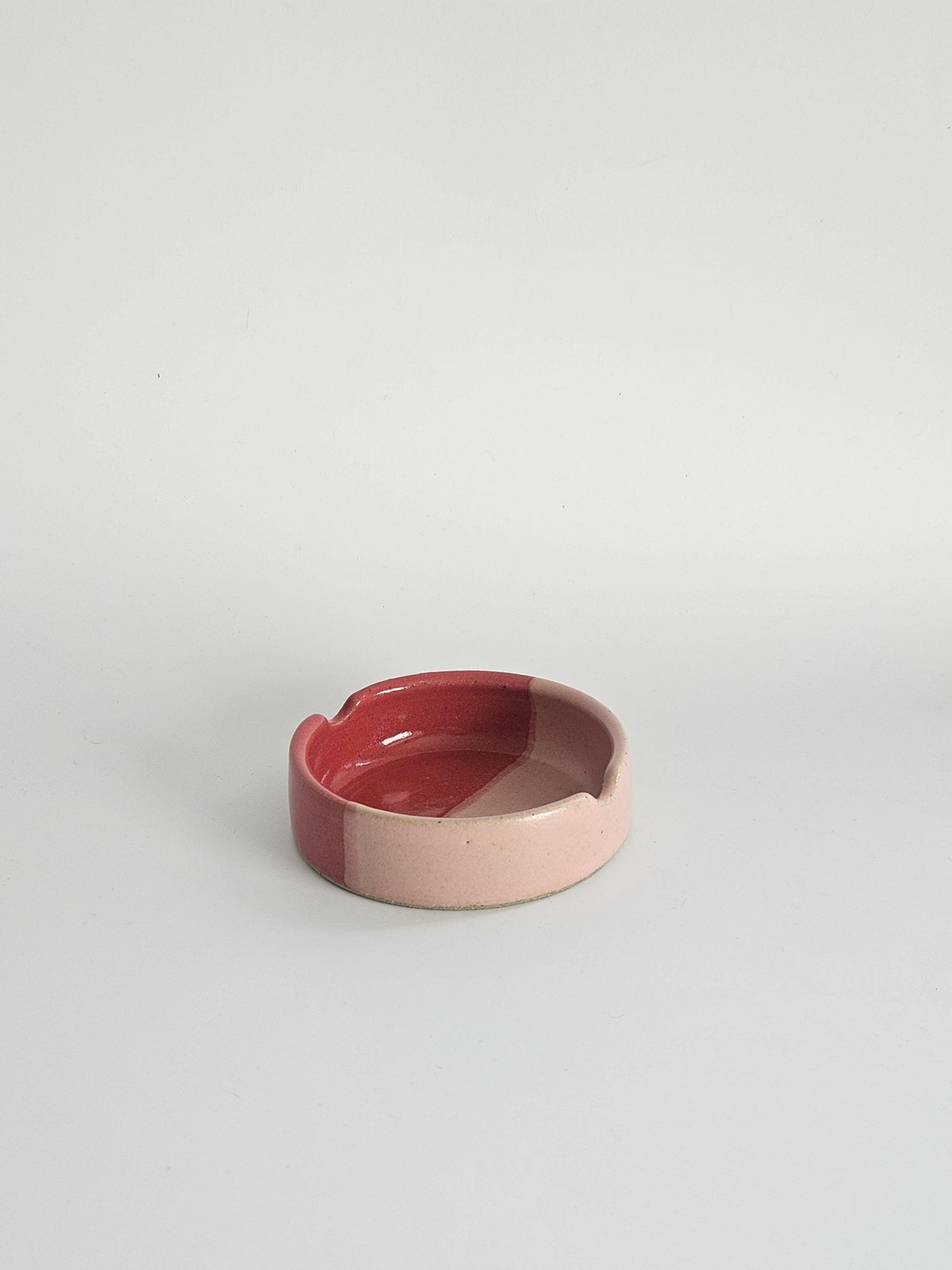 Handmade Ceramic Ashtray: Two-Tone Color Block Glaze