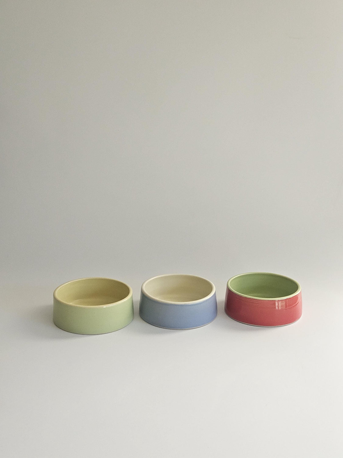 Handmade Inside Out Color Block Pet Dish: Cat Dog Dish Two-Toned Ceramic